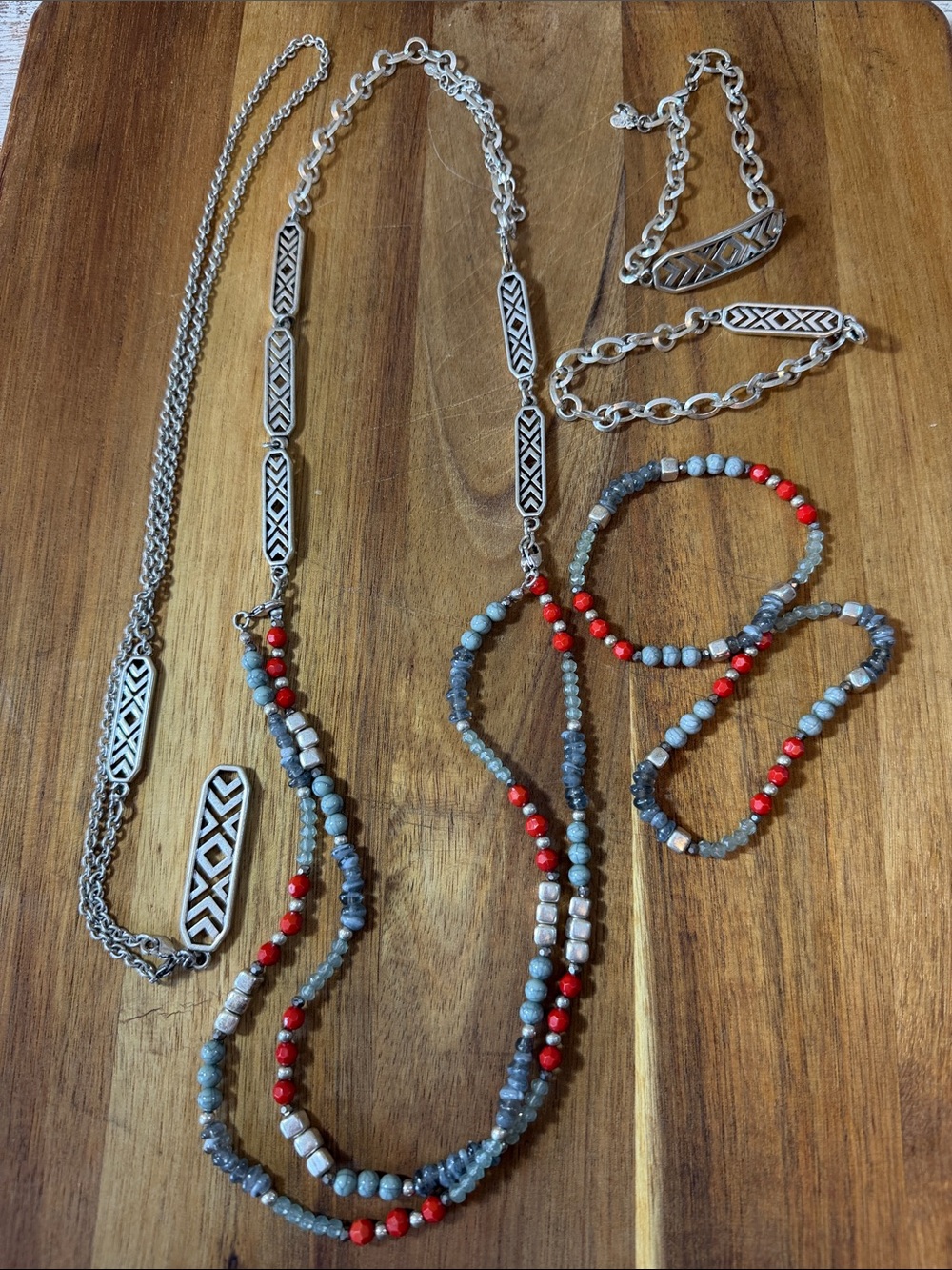 Premier Fast Forward Antique Silver Pendant Necklace & Bracelet Set